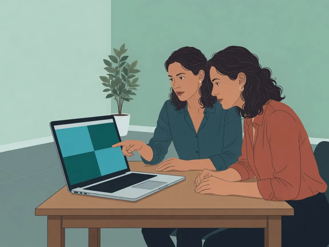 Ilustração: duas pessoas debruçadas sobre o caminho do paciente desenhado em papel, com uma etapa circulada